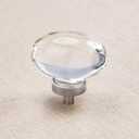 4 Pack Glass Cabinet Knobs and Pulls, Oval Crystal Cabinet Knobs for Dresser Drawers, Brushed Nickel Kitchen Egg Shape