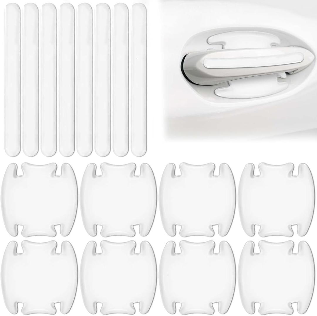 WSSROGY 18 PCS Car Door Bowl Cup Handle Scratch Protectors Sticker Protective Film Universal for Cars (Transparent)