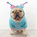 French Bulldog Clothes Halloween Dog Costume Sweater for Medium Dogs Girl Boy, Frenchie Clothes Halloween Costumes Winter Coat Hoodies Sweatshirt for Doggy and Cat,Blue Sweater,L