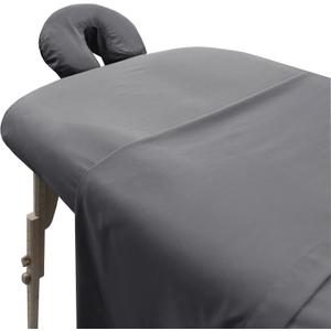 LONDON LINENS Soft Microfiber Massage Table Sheets Set 3 Piece Set - Includes Massage Table Cover, Massage Fitted Sheet, and Massage Face Rest Cover (Grey)