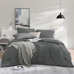 WRENSONGE Queen Comforter Set- 7 Pieces Soft Grey Bed in a Bag with Fitted Sheet, Flat Sheet, 2 Pillow Shams, and 2 Pillowcases- Warm Bedding Sets Queen for All Season
