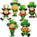 Haull 6 Pcs St. Patrick's Day Leprechaun Figurines Wooden Table Decorations Little Leprechaun Figurine Small Whimsical Irish Shamrocks Sign Gift for St. Patrick's Day Office Desk Home Party Supplies