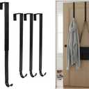 Over The Door Hooks with Shock Absorber Pads, 4-Pack Adjustable Heavy Duty Long Door Hooks for Hanging from 15-25 Inch, No Drill Towel Hook, Coat Rack for Bathroom Door, Bedroom, Entryway