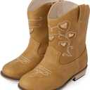 Motasha Toddler Cowgirl Boots Girls Cowboy Boot Ankle Toddler Girls Boot Kids Boots Horse Riding Shoes Birthday Party (Brown, 5)