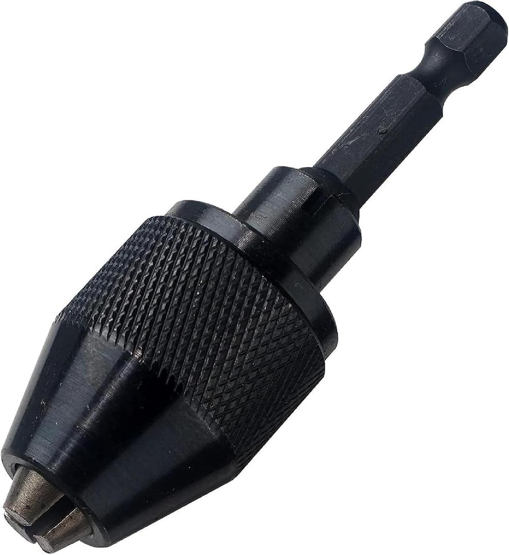 NEIKO 20753A Keyless Drill Chuck for Impact Driver, Chuck Conversion Adapter, 1/4 Hex Shank, Convert Cordless Screwdrivers into Power Drills in Seconds, For Round-Shank Drill Bits, No Keys Needed