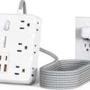 Surge Protector Power Strip 10 Ft Cord, Ultra Thin Flat Extension Cord with 6 Outlets 4 USB Ports(2 USB C), Flat Plug Power Strip, Braided Power Cord for College Dorm Room Essentials