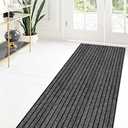 ZGR HOME&GARDEN Custom Size Runner Rug 2 ft x 10 ft, 2-82ft Carpet Runners Hallway Entryway Kitchen Garage Laundry Room Area Rugs with Non-Slip Rubber Backing, Gray with Black Stripe