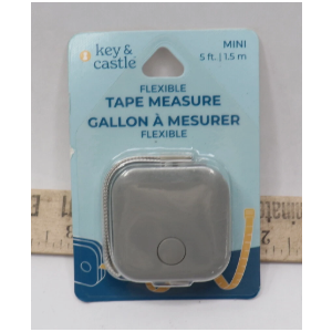 Pack Of 9 Key & Castle Retractable Push Button Square Measuring Tape Gray 5' 51076