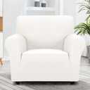ZNSAYOTX Super Stretch Chair Slipcover Universal Sofa Chair Covers for Living Room Dogs Pet Furniture Protector Spandex Armchair Slipcovers with Anti Slip Foam Sticks (White, Chair)