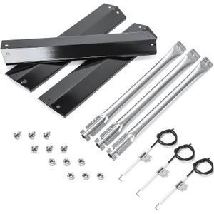 Hisencn Replacement Parts for Chargriller 3070, Char-Griller Texas Trio 3070 Grill, Stainless Steel Burner, Porcelain Steel Heat Plate Tent, Ignitor for Chargriller Texas Trio 3070 Replacement Part