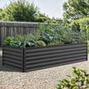 YITAHOME 96x48x24 in Galvanized Raised Garden Bed Kit, Large Metal Planter Box with Gloves, Safety Rubber & Support Rod, Outdoor Flower Bed for Plants Vegetables, Black