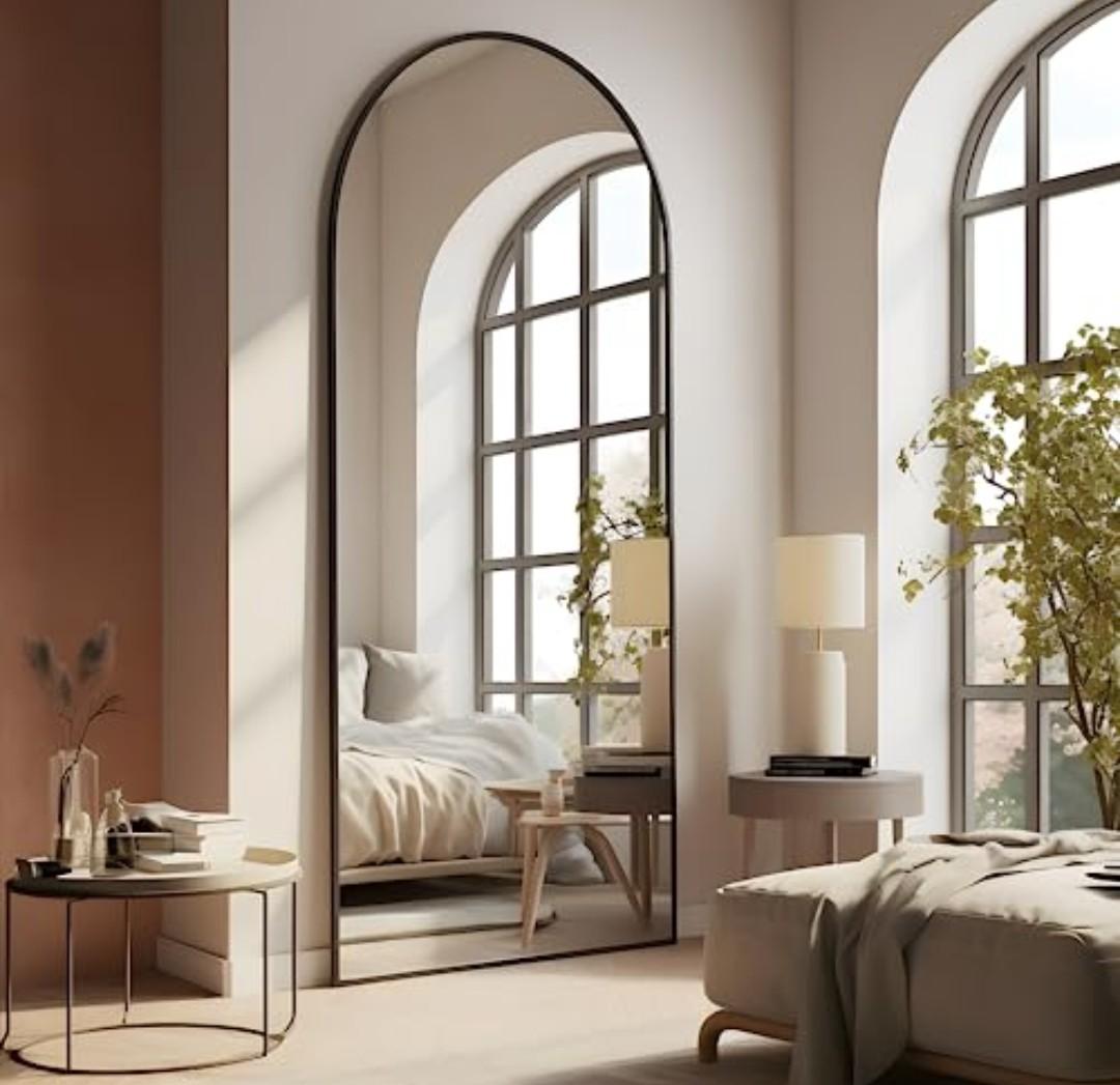 NeuType Arched Full Length Mirror, 70.5”x25.5”, Large Full Body Mirror with Aluminium Metal Frame, Shatter Protection, Wall-Mounted Mirrors for Living Room or Dressing Room- Black（Arched）
