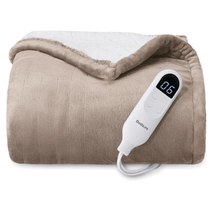 Bedsure Heated Blanket Throw Blanket - Fast Heating Electric Blanket, Soft Flannel Heated Throw with 4 Time Settings, 6 Heating Settings, Warm Gifts for Grandma Grandpa (50x60 inches, Taupe