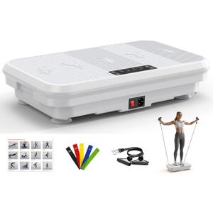 3D Vibration Plate Exercise Machine for Lymphatic Drainage, Whole Body Vibration Plate for Weight Loss, 330lbs Capacity Vibrating Platform Board Home Gym Quiet, 5 Yoga Belts & 2 Resistance Bands