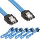 6Pack Straight SATA III Cable 6.0 Gbps L=24 Inches 6 Gbps Data (6Pack Blue)