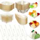 Tessco 200 Pcs Mini Appetizer Plates with Spoons Forks Disposable Mini Dessert Plates Plastic Appetizer Bowls Tiny Individual Serving Trays for Party(Gold Glitter,Classic)