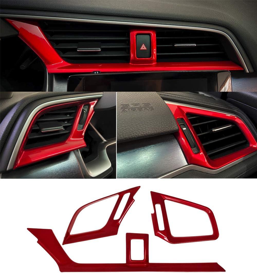 GZXinWei Red Dashboard Air Vent Outlet Cover Trim Interior Frame Panel Sticker for Honda 10th Gen Civic 2016 2017 2018 2019 2020 2021