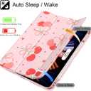 May Chen for iPad (A16) 11th Generation Case 11 Inch 2025, iPad 10th Gen Case 2022 10.9 inch, Built-in Pencil Holder with Shockproof Cover Clear Transparent Back Shell Auto Wake/Sleep, Coquette cherry