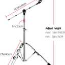 Cymbal Stand with Drum Sticks Holder, Adjust high Boom and Straight Combo,Double Braced Legs with Rubber Feet Ride and Crash cymbal stands