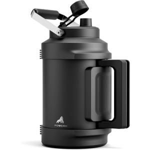 1 Gallon Insulated Water Bottle for Travel: 2-in-1 Straw Spout Lid, Dual Handle, Leakproof, Keep Cold 48H, 128oz Stainless Steel Water Jug for Gym, Biking, Road Trip, Work, Home, Picnic (Midnight)