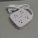 6 Ft Surge Protector Power Strip - 8 Widely Outlets with 4 USB Ports, 3 Side Outlet Extender with 6 Feet Extension Cord, Flat Plug, Wall Mount, Desk USB Charging Station, ETL,White