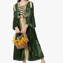 Renaissance Dress Girls Costume Medieval Princess for Kids Halloween Outfit Dress Up 12-14Y