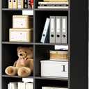 COMHOMA 8 Wood Cube Storage Organizer with Open Back and Removable Back Panels, 11In Black Cube Storage Bookshelf, Cubicle Shelf Bookcase for Home Office Bedroom Living Room, Vertical or Horizontal