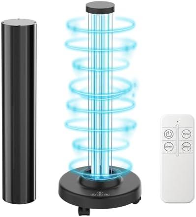 SANSI 120W UVC Disinfection Cart with Wheels, Portable Mobile UV Light Sanitizer with Remote & 3 Timer Settings, Ozone-Free, for Large Space, Home, Hotel, School