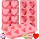 Sidosir 3Pcs Large Heart Shaped Muffin Pan Silicone Mold, 8-Cavity Chocolate Cover Molds for Valentine's Day Mini Cake, Jelly Pudding, Handmade Soap