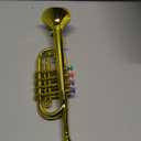 Lewtemi Gold Trumpet Musical Instruments Toy for Kid Toddler Fake Plastic Preschool Music Toy Gift Portable Wind Instrument Early Educational Teaching Songs Gifts for Toddlers Children