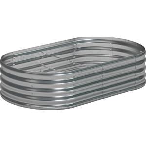 6x3x1.3 Oval Galvanized Raised Garden Bed,Outdoor Planter Box Metal Patio Kit Planting Bed for Vegetables Flowers and Succulents (Silver)