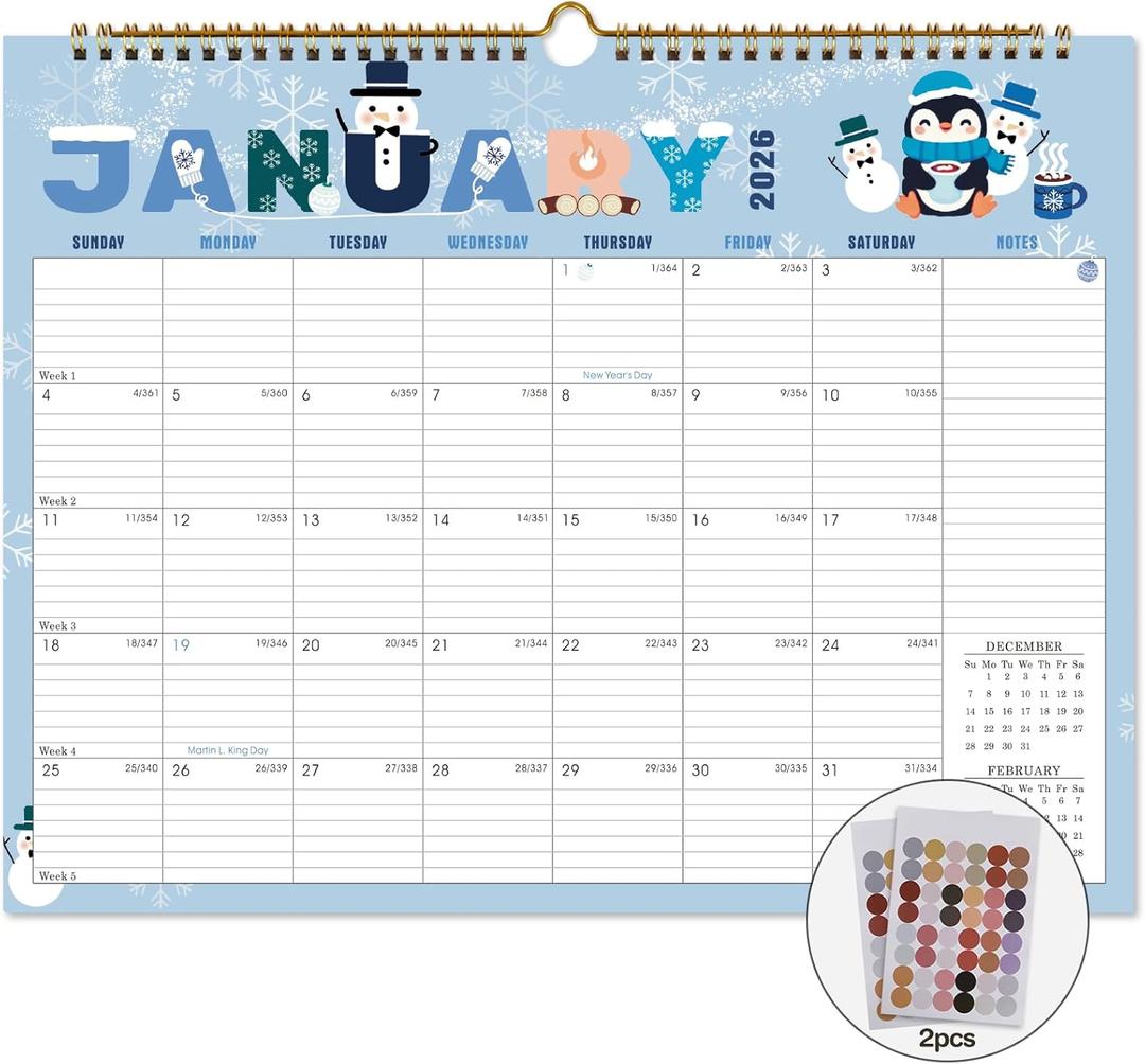 2 x Lbylyhxc 2026 Calendar - 18 Monthly Wall Calendar 2026 from January 2026 to June 2027, 14.8 x 11.5 Inches.Thick Paper includes major holidays and dedicated space for notes and important dates (Wall Calendar Festivals)