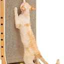 EHEYCIGA Cardboard Cat Scratcher for Indoor Cats, 32 Inch L Shaped Vertical Cat Scratching Board with Ball Cat Toy, Extra Large Cat Scratcher Pad, Brown