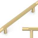 Amerdeco 10 Pack Brushed Gold Knurled Cabinet Pulls 5 Inch Hole Centers Kitchen Cabinet Handles Hardware Kitchen Handles for Cabinets Handles IH0006