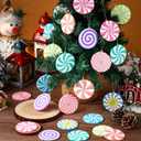 Panelee 24 Pcs Christmas Candy Ornaments Pastel Candy Cane Peppermint Ornament for Christmas Tree PVC Xmas Lollipop Peppermint Hanging Decoration for Holiday Xmas Tree Party Decoration