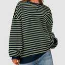 PRETTYGARDEN Womens Striped Oversized Sweatshirt Color Block Crew Neck Long Sleeve Casual Loose Pullover Top Y2K Clothes (XL)