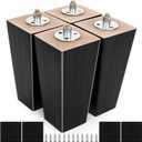 Couch Legs 6 Inch Heavy Duty Sofa Legs Wood Furniture Legs Feet Replacement, Wooden Square Couch Risers Mid Century Modern Furniture Legs for Armchair Recliner Table Dresser Sideboard Nightstand (Bk)