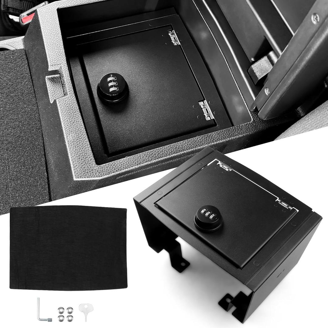 Center Console Safe Safe Console Vault Lock Box for 2024 2025 Toyota Tacoma Accessories, Armrest Storage Box with 3 Digit Password Lock