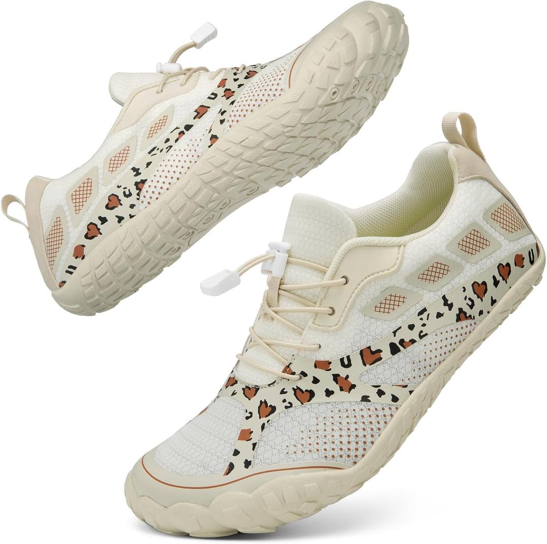 ATHMILE Barefoot Shoes Women Water Shoes Wide Toe Non-Slip Aqua Beach Quick-Dry for Swim Kayak Lake Pool River Hiking Surfing Boating Fishing Diving Cruise Ship Essentials (10 Women/8.5 Men, Beige)