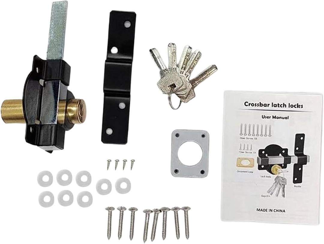 Barn Door Lock,Double-Sided Sheds Lock - Sliding Secure Latch 5 Keys for Garage Fence Gate Bedroom Backyard Shed Rv Patio Cabinet Pantry Exterior Chicken Coop