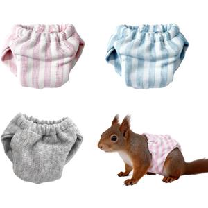 3 Pcs Washable Squirrel Diapers, Reusable Squirrel Diaper, Highly Absorbent with Adjustable Waistline Diapers for Squirrels, Guinea Pigs, and Small Sugar Gliders (3.9" - 6.3", S)