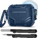 MOBOSI for AirPods Pro 3 Case with Lock, Compatible with AirPod 3rd Gen Cover [Fit for MagSafe], Military Grade Hard Shell for iPods Pro3 with Cleaner Kit & Keychain for Men(2025), Blue