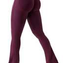 YEOREO Women's Mini Flare Workout Butt Lifting Hidden Scrunch Seamless Yoga Legging Pants (X-Large, Black Cherry)