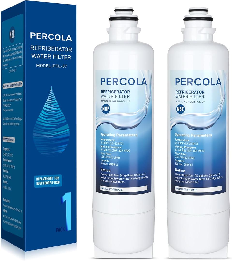 BORPLFTR55 Water Filter Replacement, Compatible with Bosch Ultra Clarity Pro BORPLFTR50, Thermador REPLFLTR55, WFC100MF, WFS200MF, Bosch B36CT80SNS, B36CD50SNS, B36CT81SNS, 2 Pack