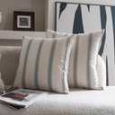 Cethom Boho Throw Pillow Covers 18x18 Set of 2, Grey Striped Decorative Pillow Cases for Couch Chair Bed, Textured Farmhouse Modern Accent Cushion Covers for Living Room Bedroom Sofa Home Decor