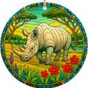 2025 Christmas Ornament Rhinoceros Ornament, Wildlife Safari Holiday Tree Decoration, Exotic Animal Keepsake Gift, Pack of 3