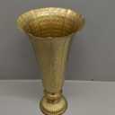 Afloral Distressed Gold Metal Fluted Vase