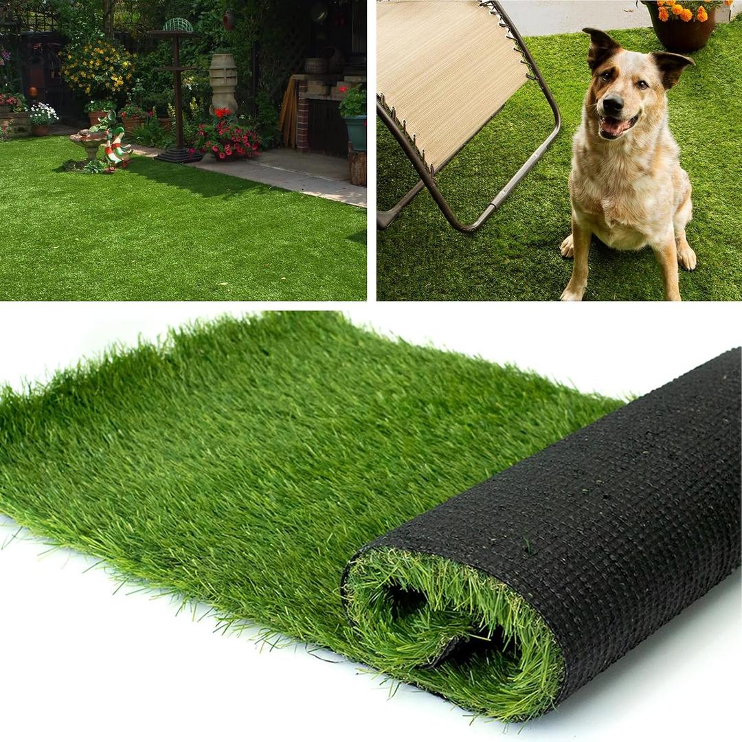 Artificial Grass Rug 4FTx6FT(24 Square FT) Fake Grass Pet Dog Mat Pad with Drain Holes Realistic Indoor Outdoor Astroturf Garden Lawn Landscape Patio Synthetic Turf Mat Thick Faux Grass