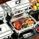 Chafing Dish Buffet Set 4 Packs,9 Quart Stainless Steel Foldable Rectangular Chafing Full Size Food Pan,Chafing Servers With Covers buffet servers and food warmers for parties wedding outdoor banquet