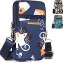 Geestock Lightweight Small Crossbody Bag for Women Cell Phone Purses Travel Pouch Shoulder Bag for Running, Walking (Blue Cats)
